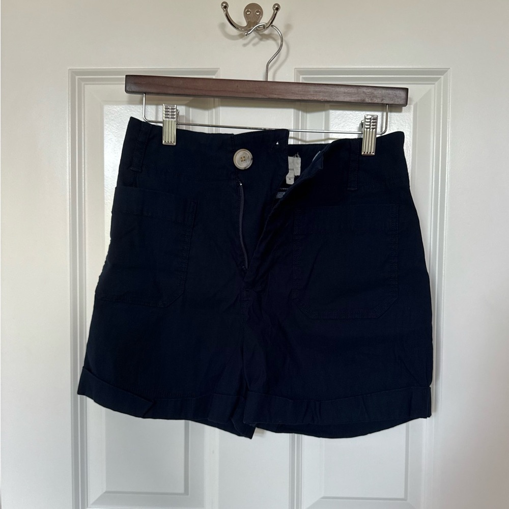 Anthropologie Navy Blue Shorts High-Waisted Relaxed Fit